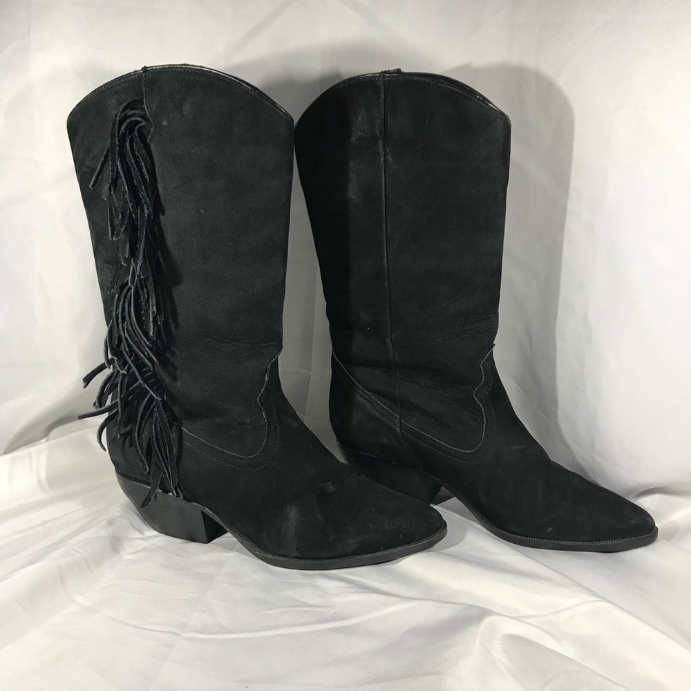 🐴 NICE BLACK SUEDE MAINE WOODS COWBOY BOOTS🐴